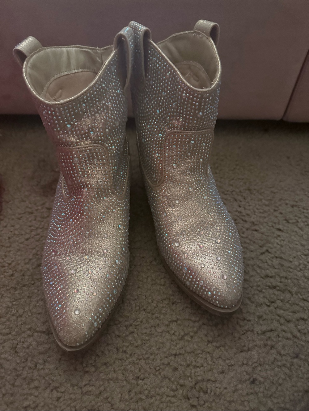 Crystal-Embellished Women's Ankle Boots in Silver